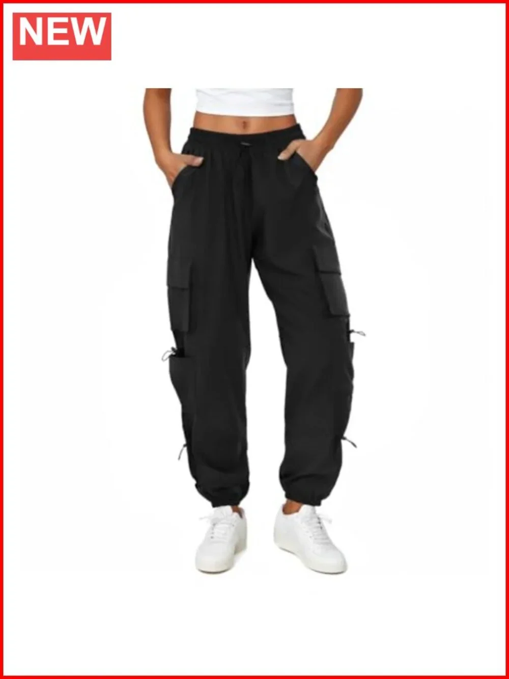 Womens Parachute Cargo Pockets Quick Dry Hiking Baggy Joggers